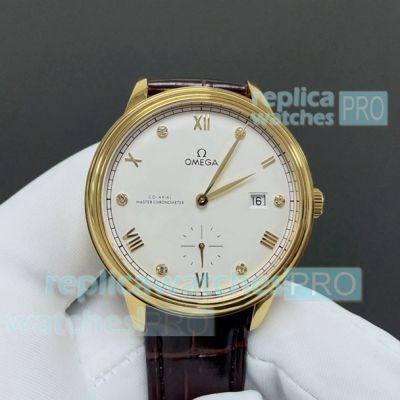 TW factory Omega De Ville Prestige gold case replica watch Omega Master Chronometer watch 